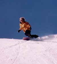 Margaret snowboarding